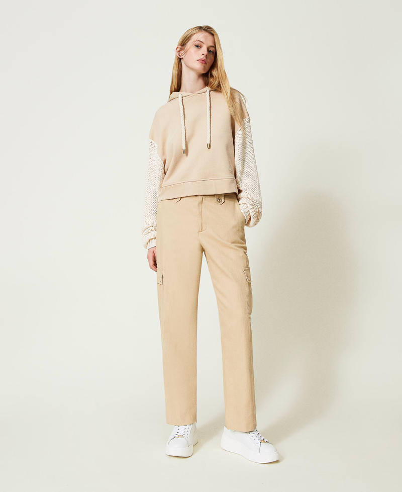 Linen twill cargo trousers Ivory Woman 241TP2564-01