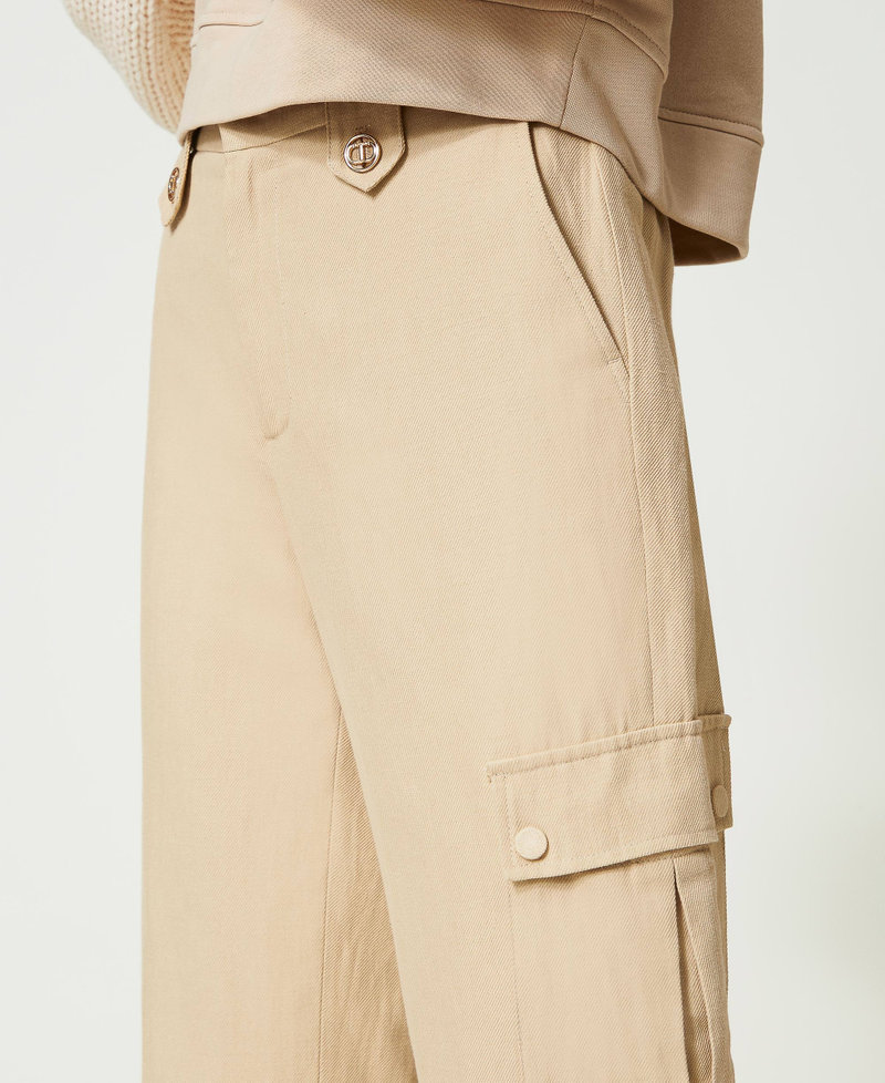 Linen twill cargo trousers Ivory Woman 241TP2564-04