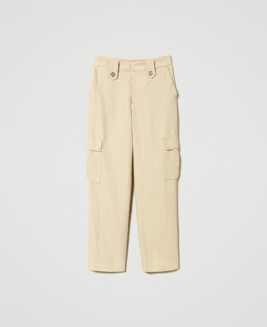 Cargohose aus Leinenk&ouml;per &bdquo;Almond Milk&ldquo; Frau 241TP2564_11308_S0