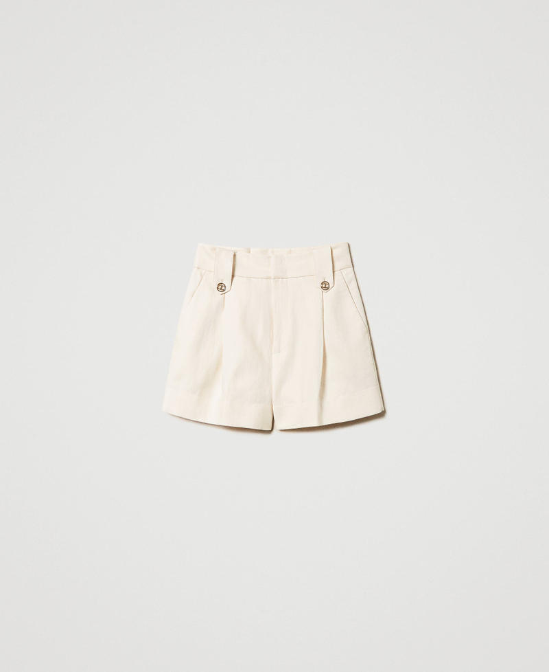 Linen twill shorts Ivory Woman 241TP2565_00018_0S