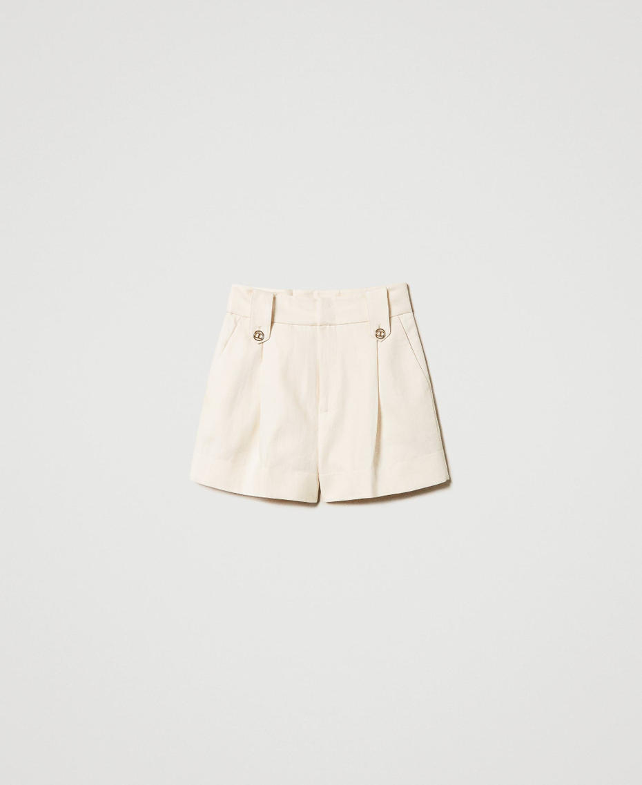 Linen twill shorts Ivory Woman 241TP2565_00018_S0
