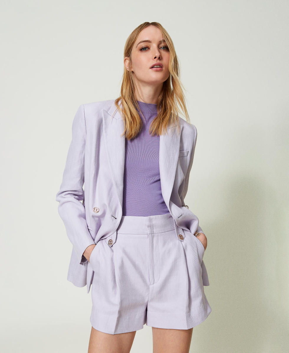 Short en serg de lin Femme Violet TWINSET Milano