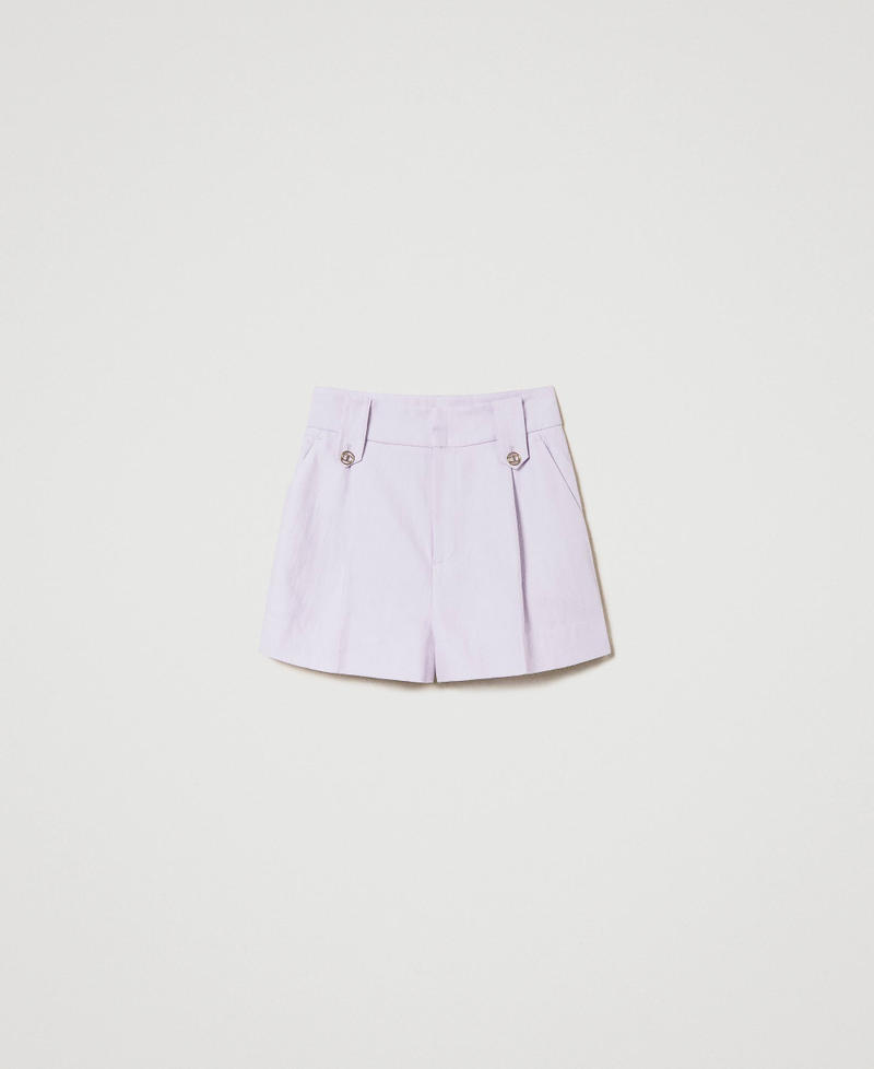 Pantalones cortos de sarga de lino Lila Campanula Mujer 241TP2565-0S