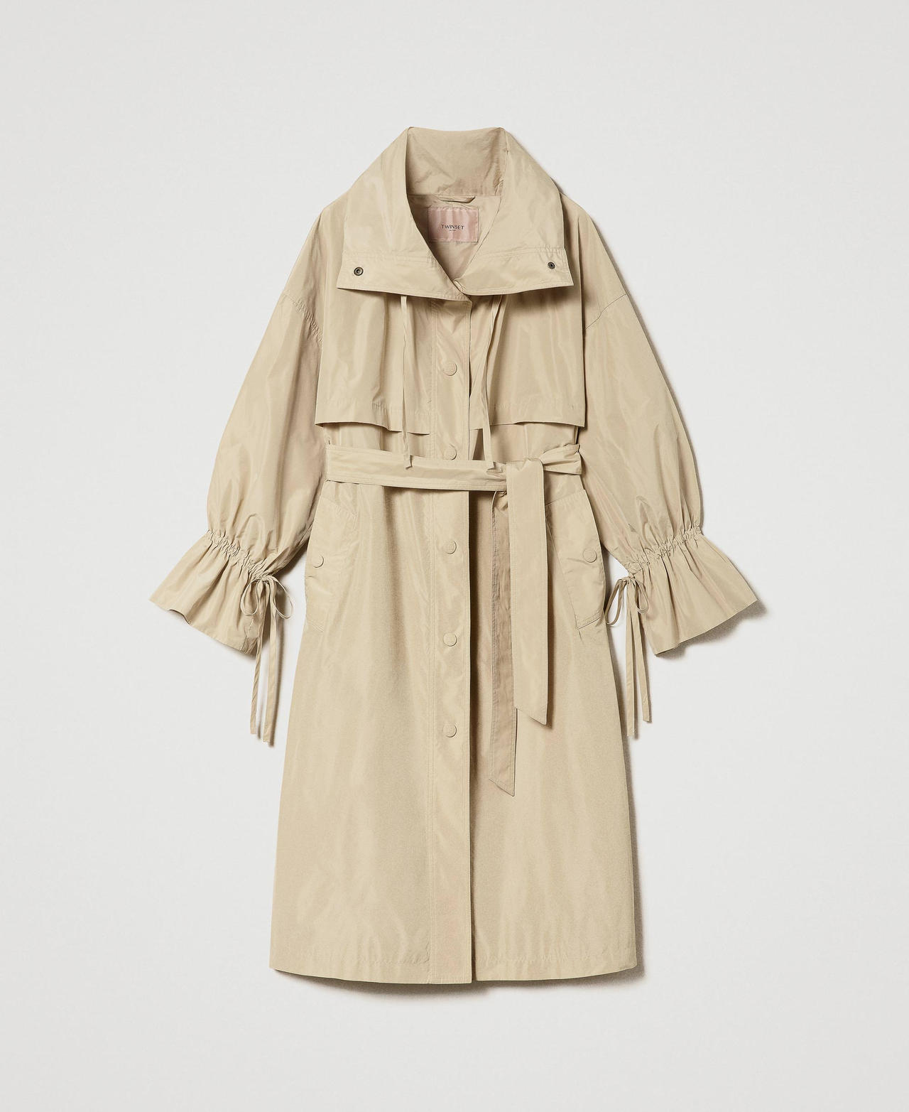 Taffeta trench coat with belt