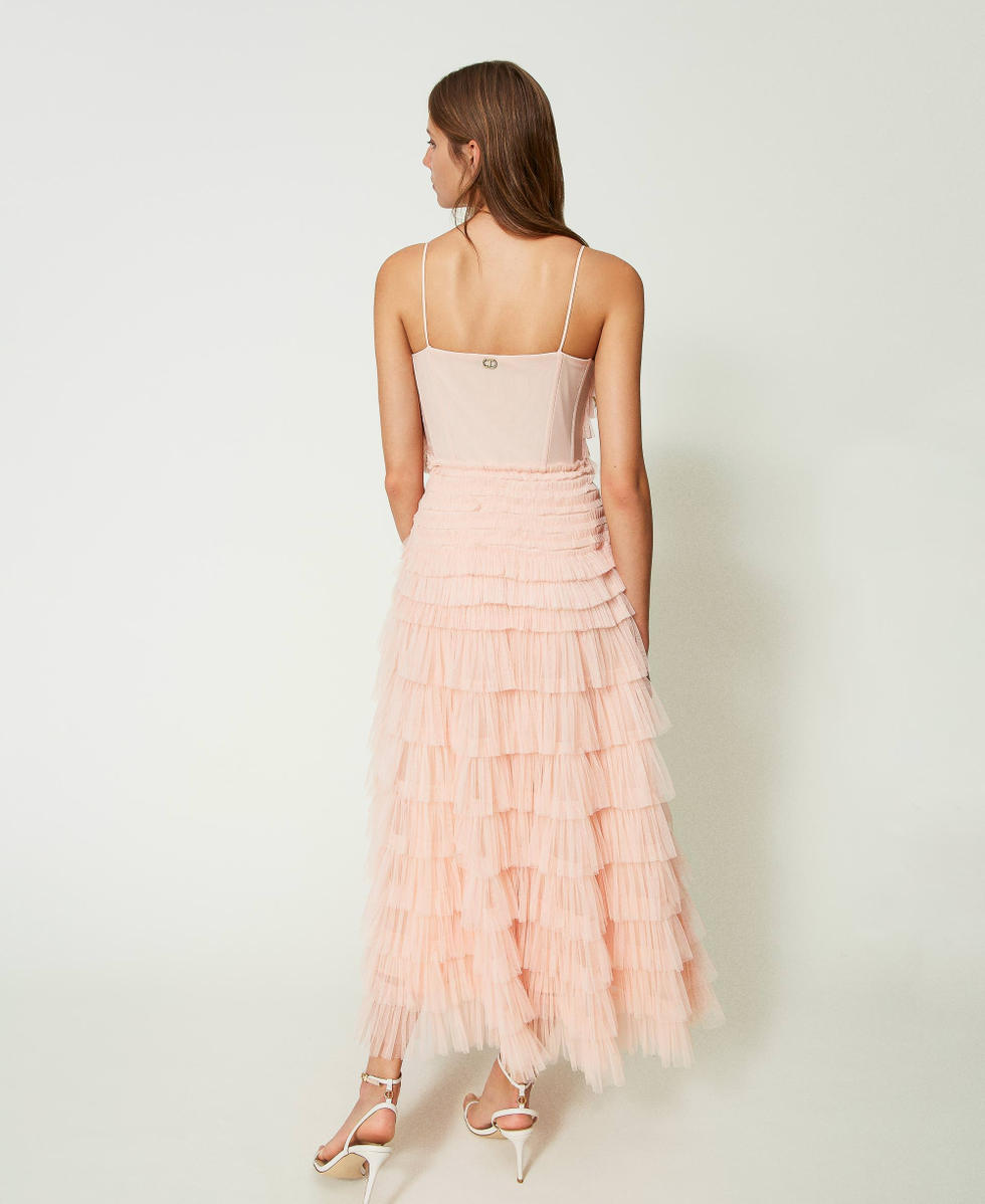 Robe midi en tulle pliss&eacute;