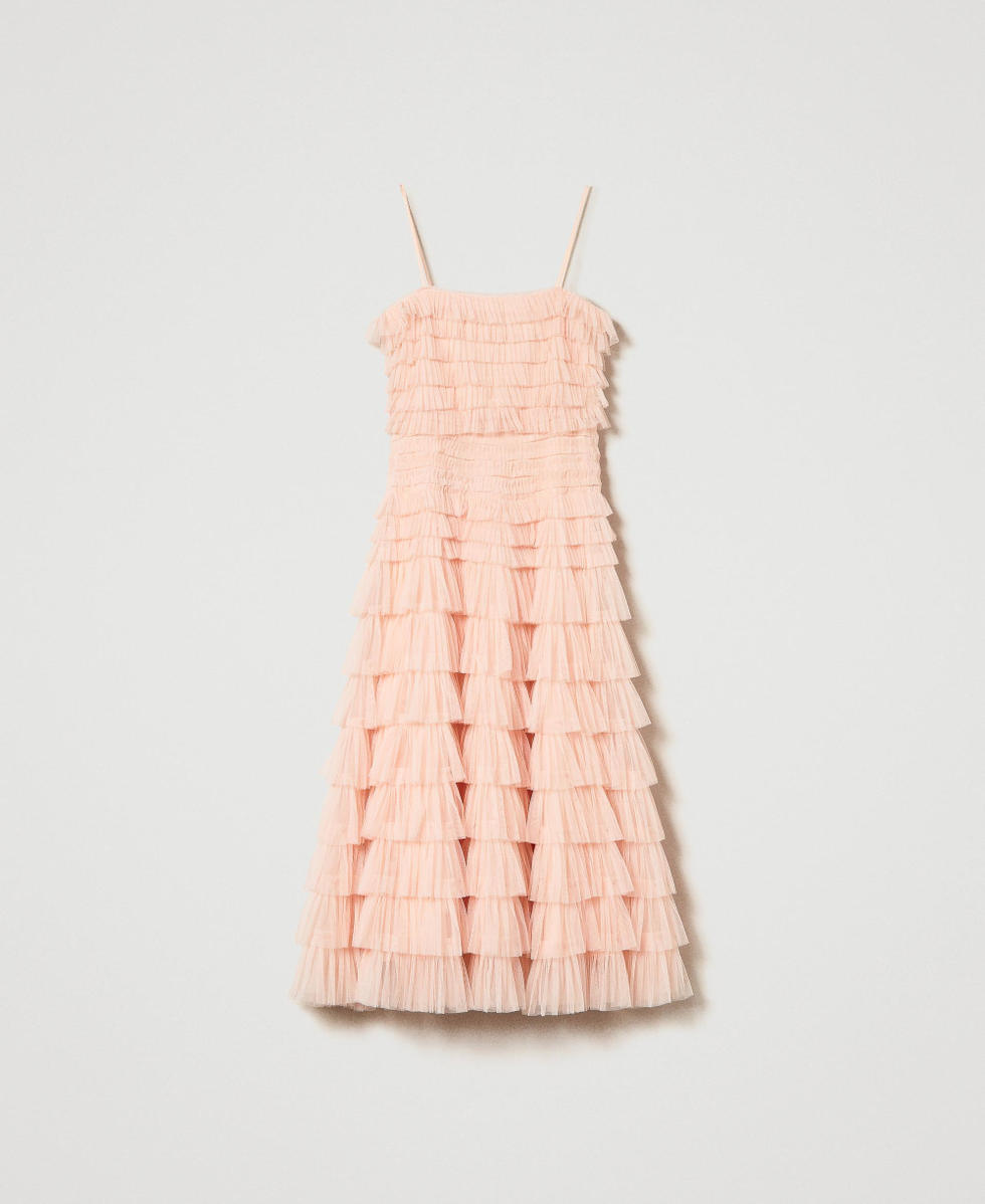 Robe midi en tulle pliss&eacute;