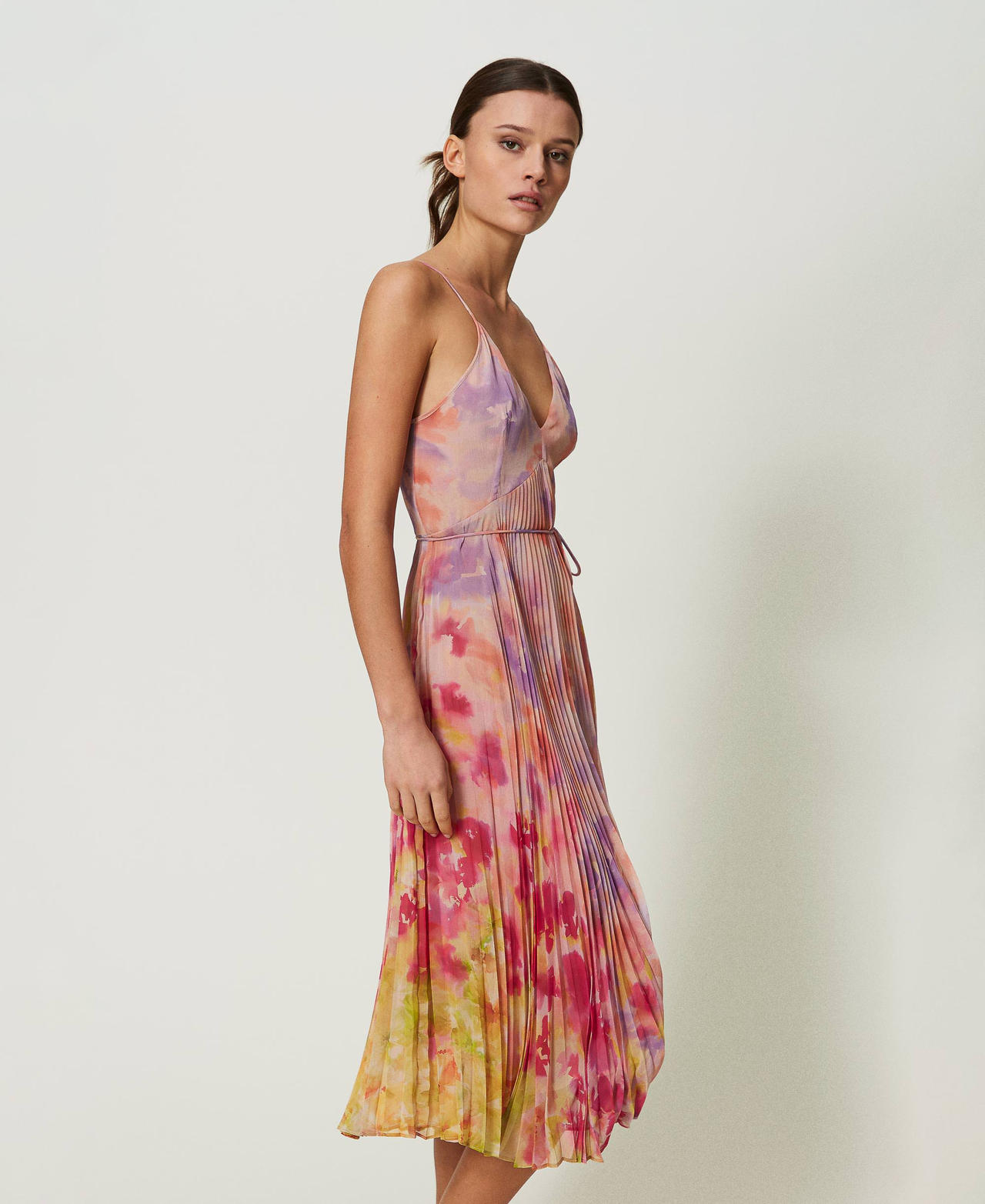 Robe midi en crépon floral