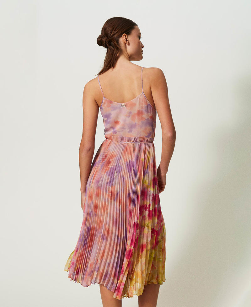 Платье миди из креп-шифона с цветочным рисунком Принт Цветок Растушеванный Разноцветный женщина 241TP2591-03