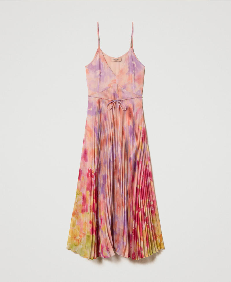 Robe midi en crépon floral