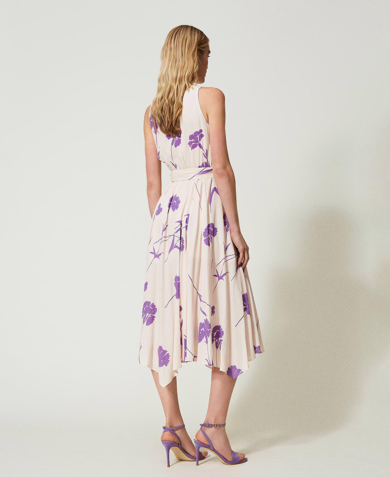 Midi floral crêpe dress