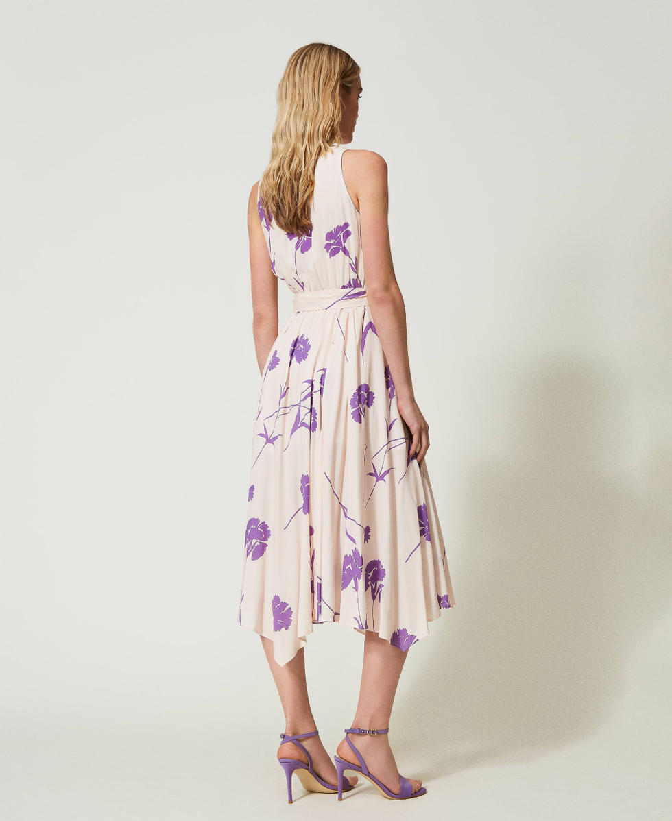 Robe midi en cr&ecirc;pe floral