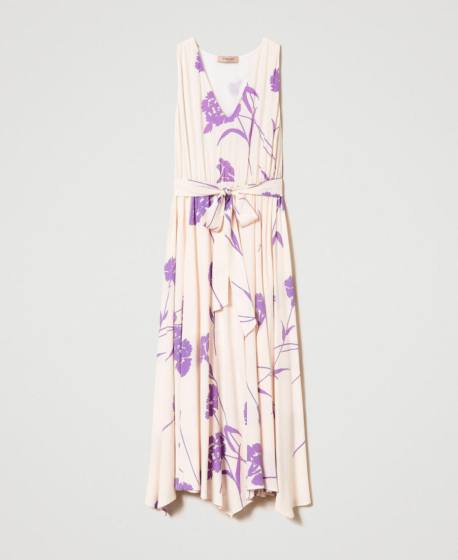Midi floral crêpe dress