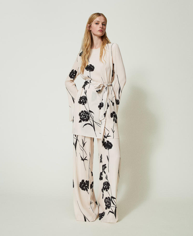Short floral crêpe dress