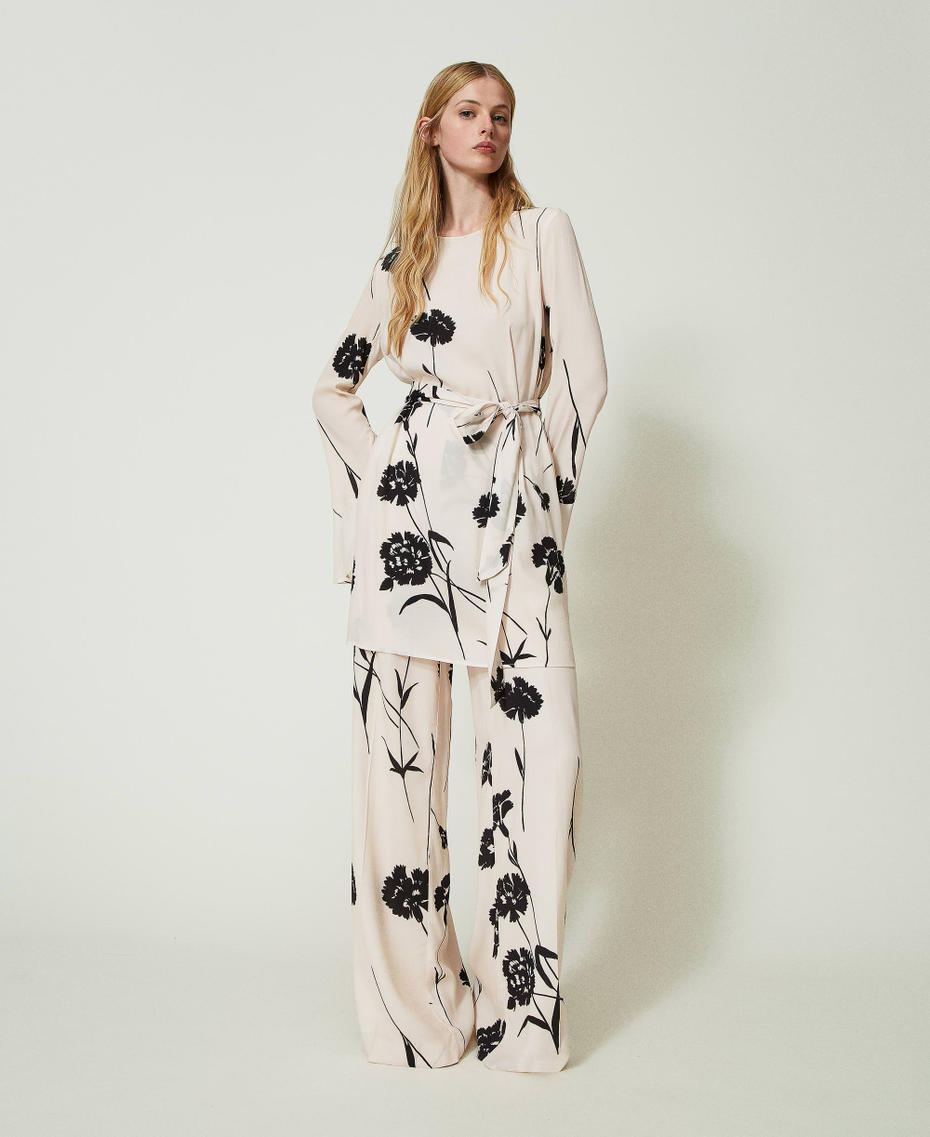 Short floral crêpe dress