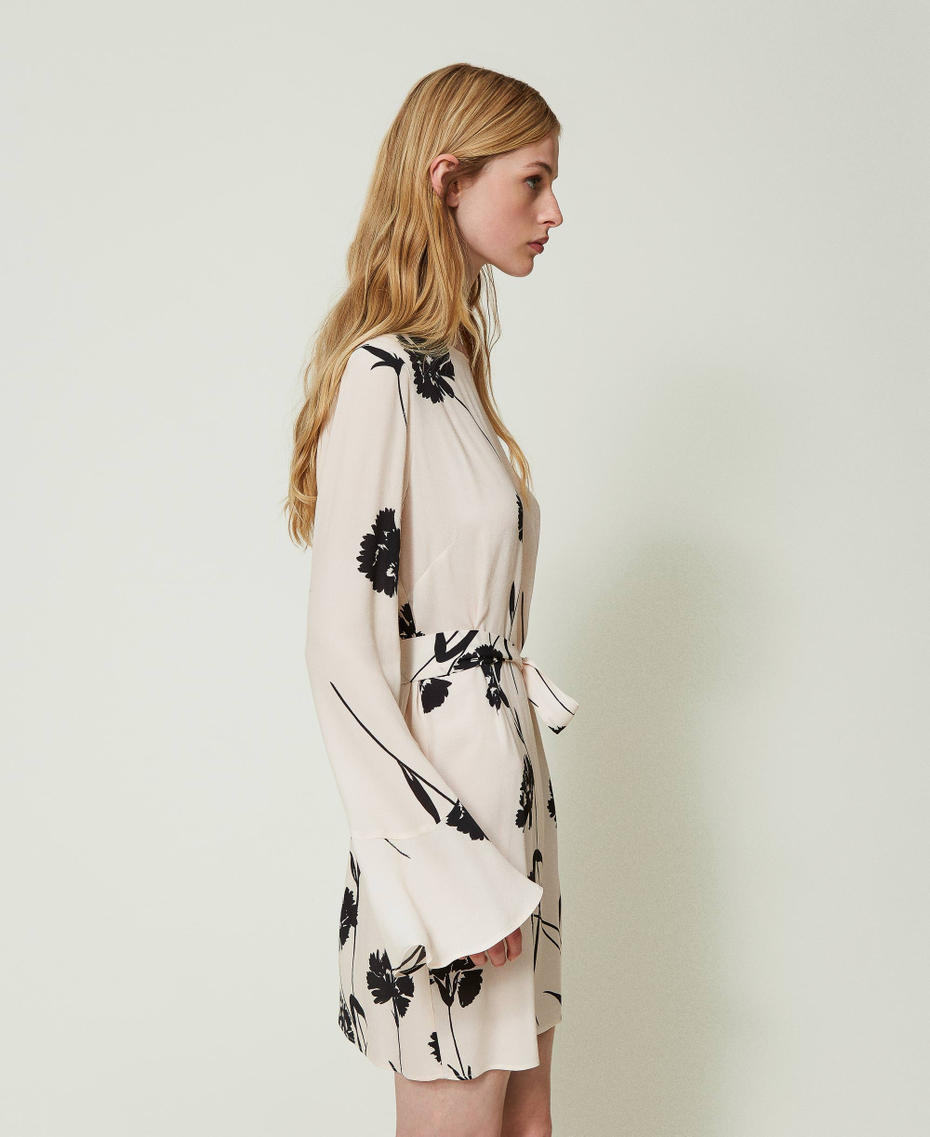 Short floral crêpe dress