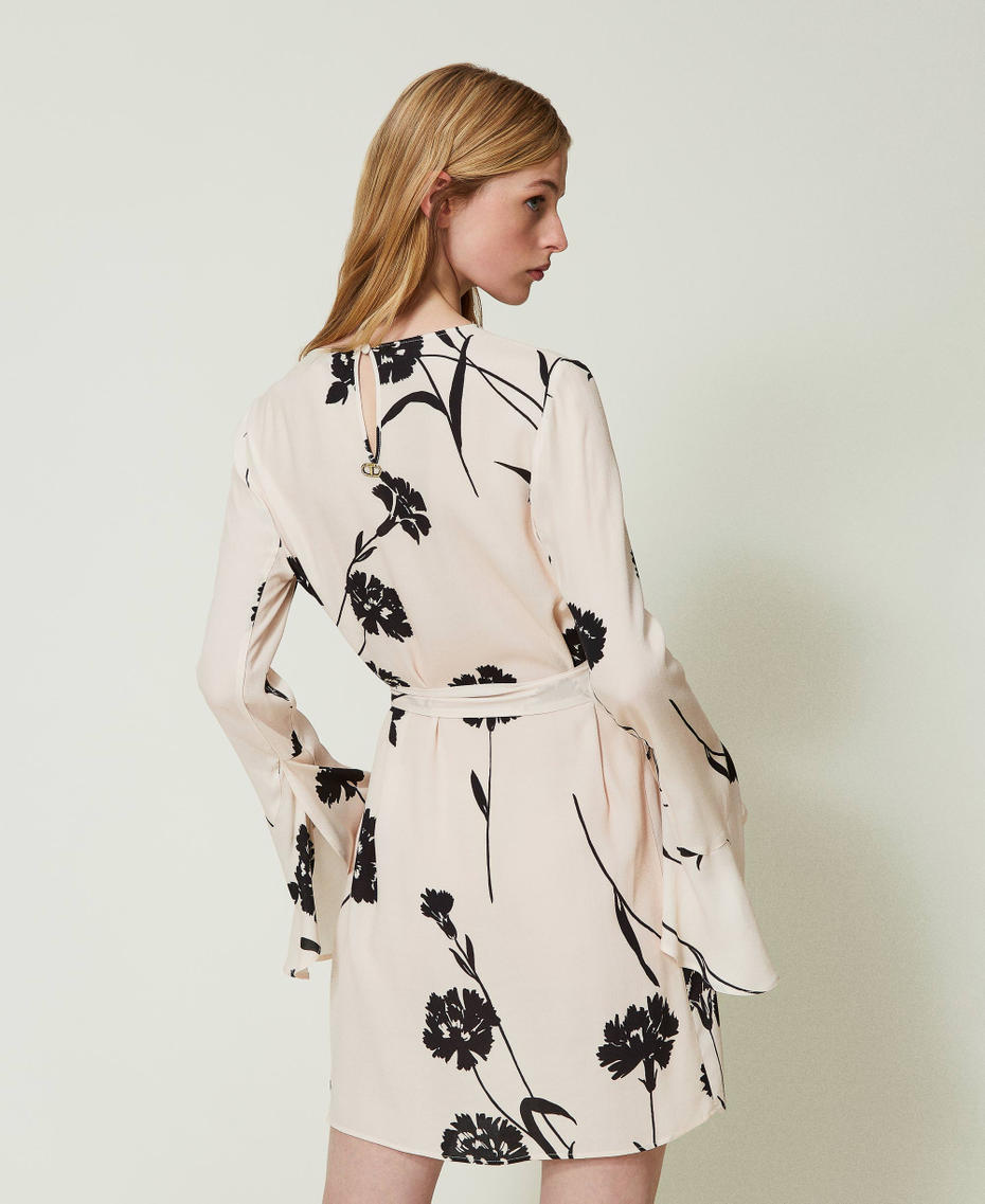 Short floral crêpe dress