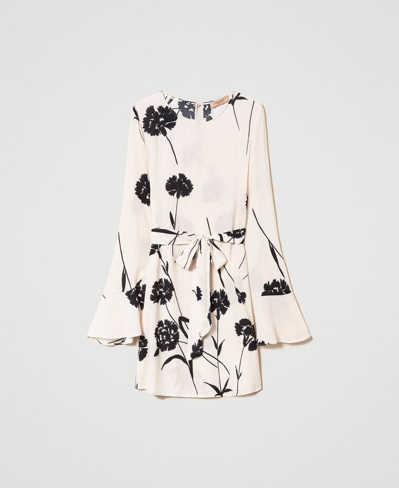 Short floral crêpe dress