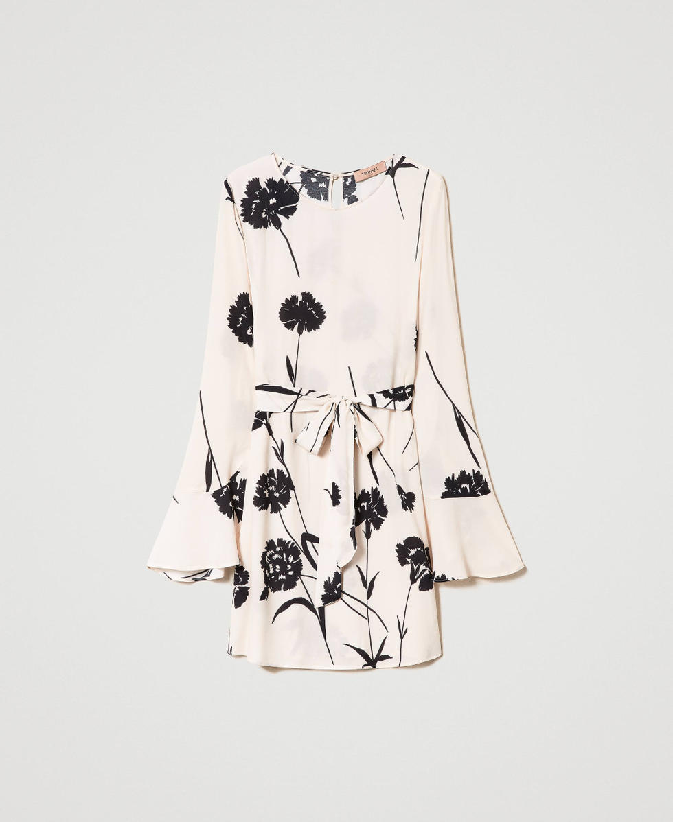 Short floral cr pe dress Woman Patterned TWINSET Milano