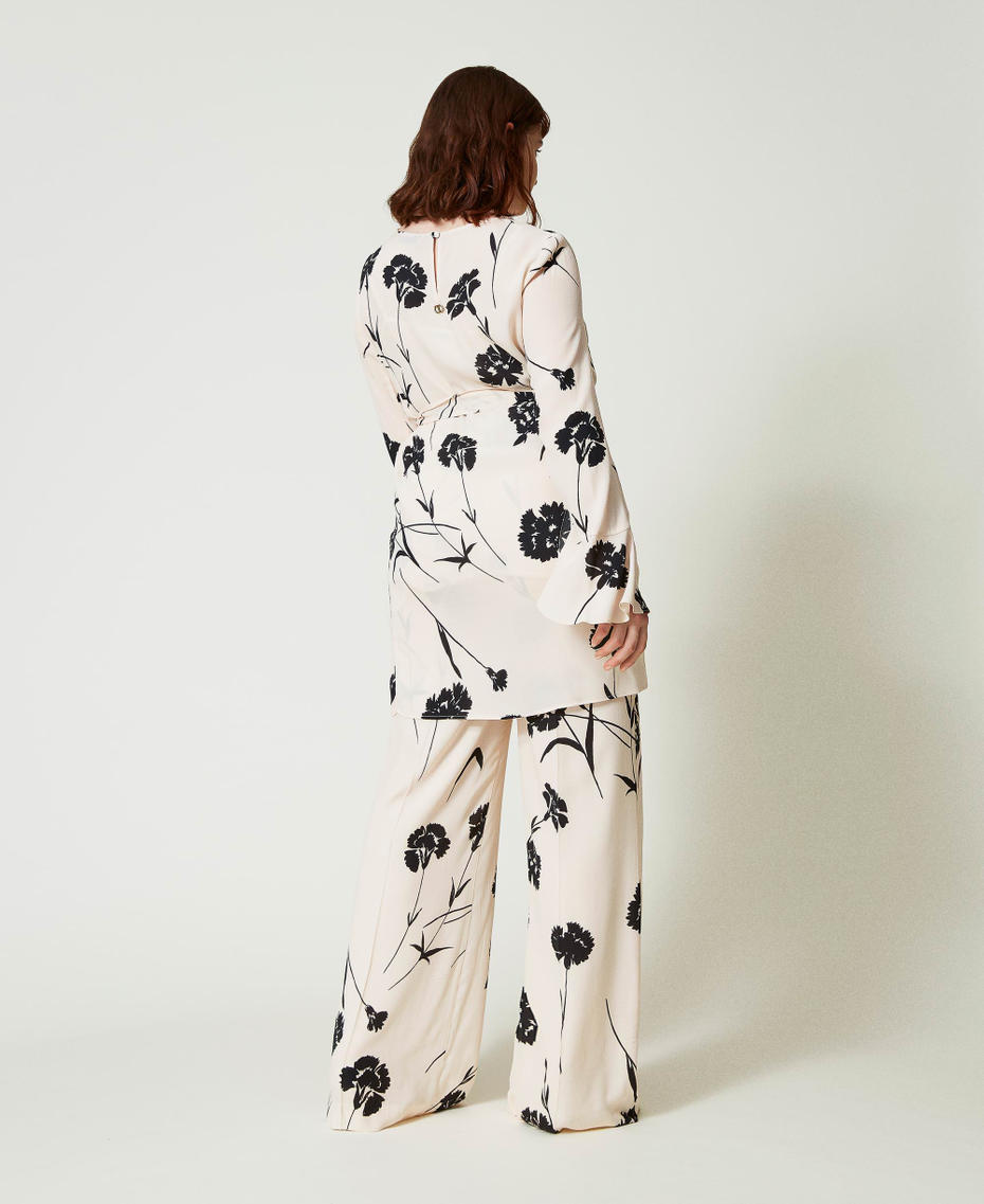 Pantalon palazzo en crêpe floral