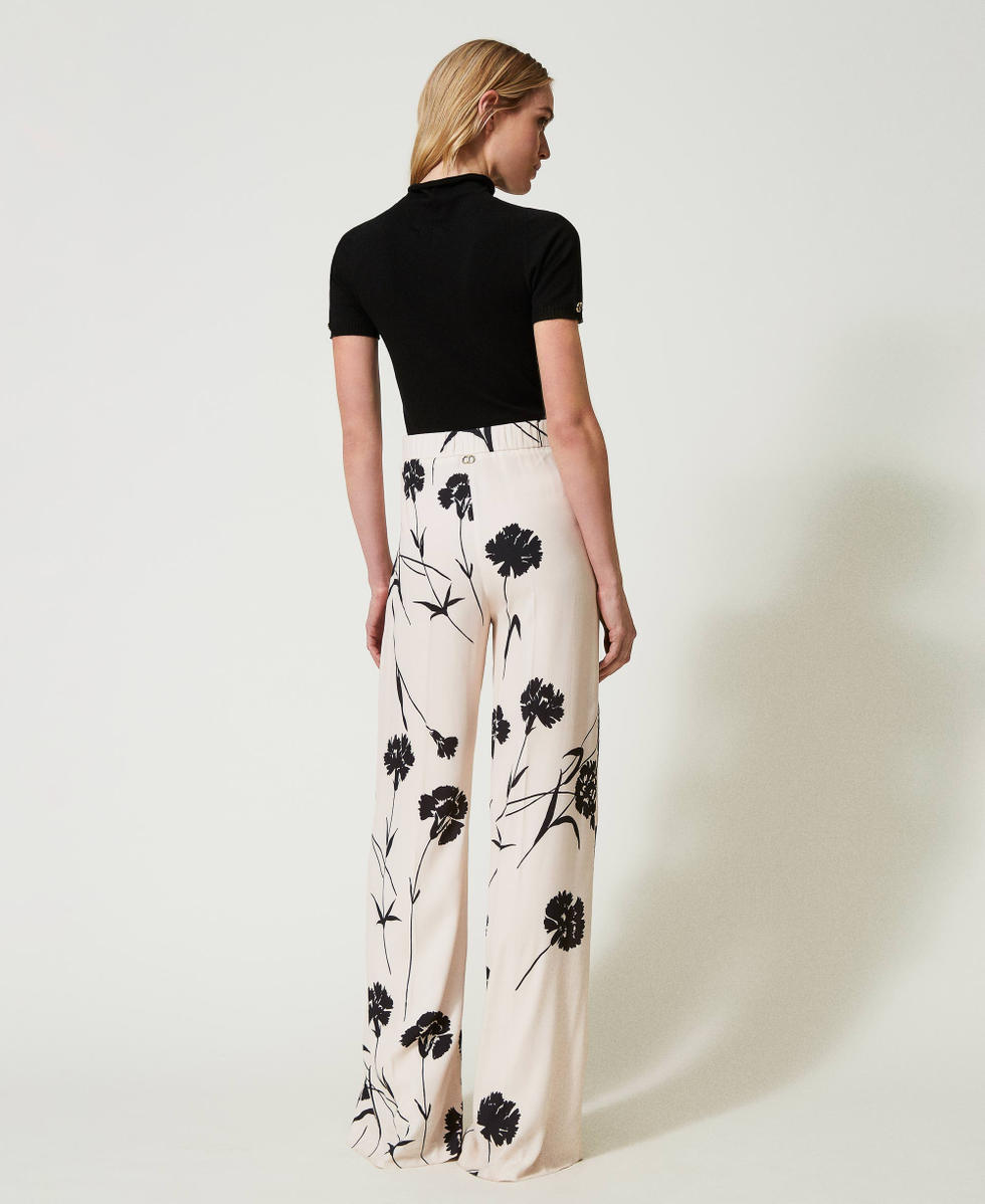 Floral cr&ecirc;pe palazzo trousers