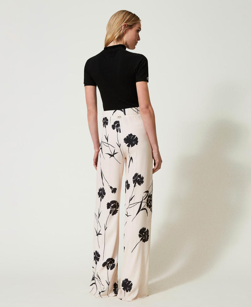 Pantalon palazzo en crêpe floral