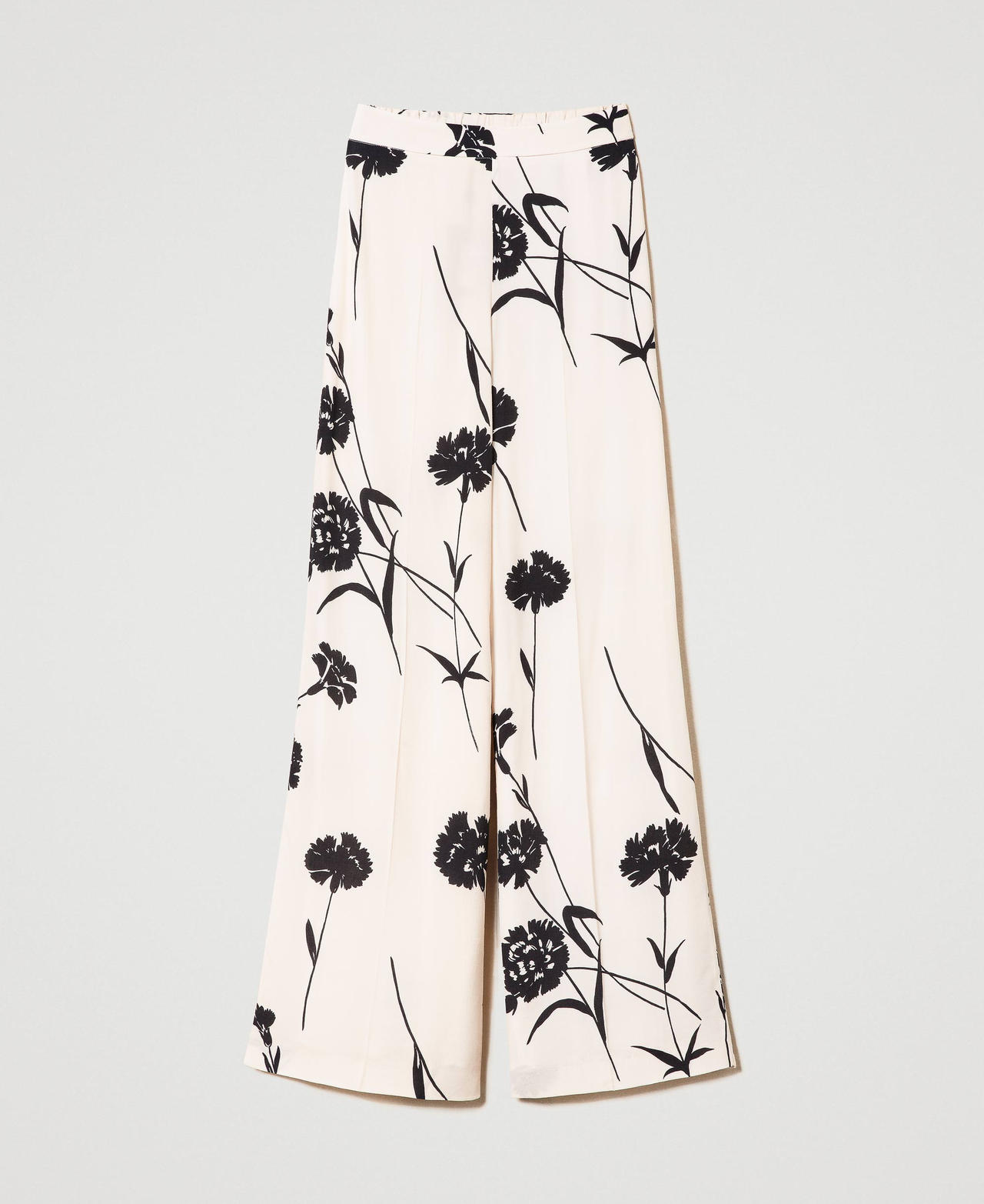Pantalon palazzo en crêpe floral