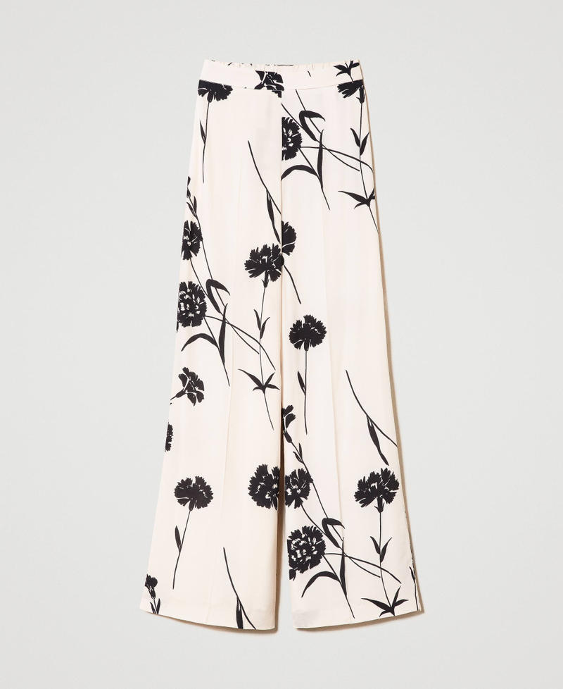 Pantalon palazzo en crêpe floral