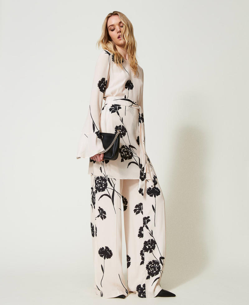 Vicolo pantaloni palazzo in crepe panna main image 0