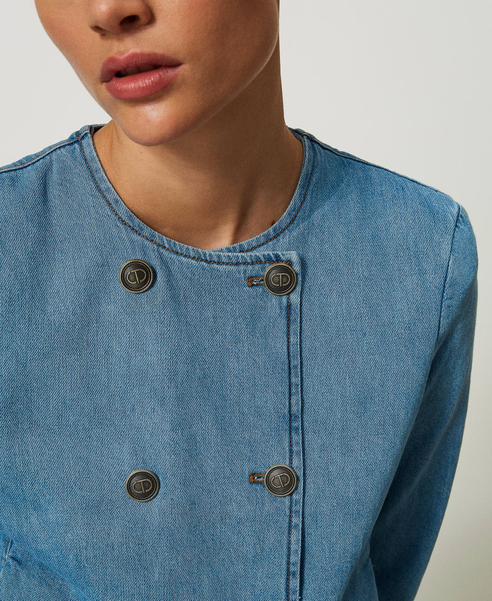 Denim jacket with wool collar womens store