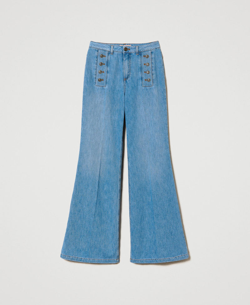Jeans flare con bottoni décor Blu "Denim Medio" Donna 241TP2631-01