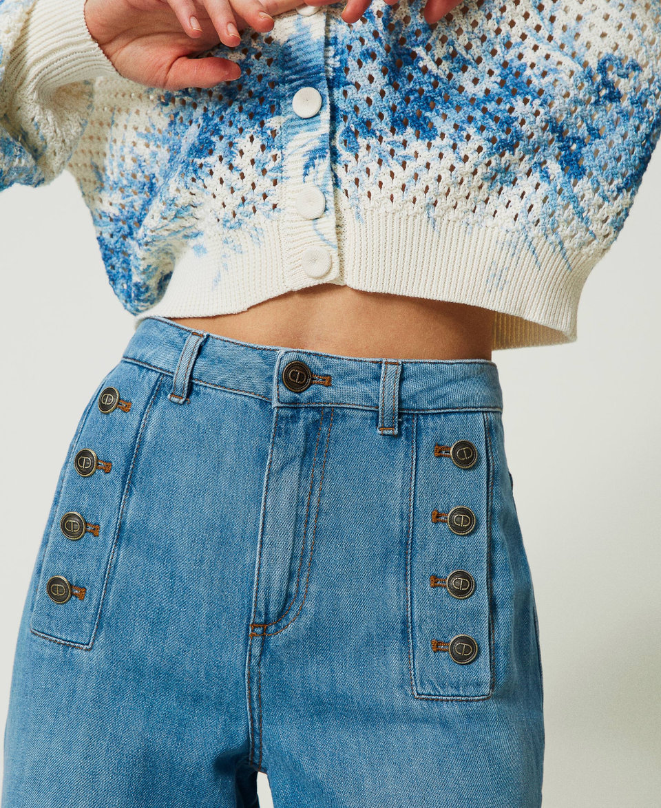 Flared jeans with decorative buttons "Mid Denim" Blue Woman 241TP2631_01611_04