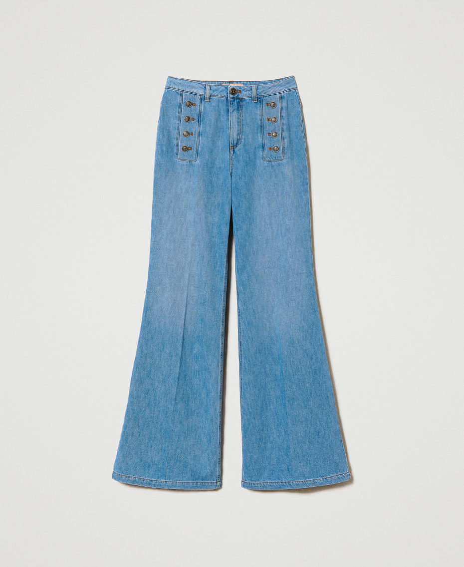 Flared jeans with decorative buttons "Mid Denim" Blue Woman 241TP2631_01611_S0