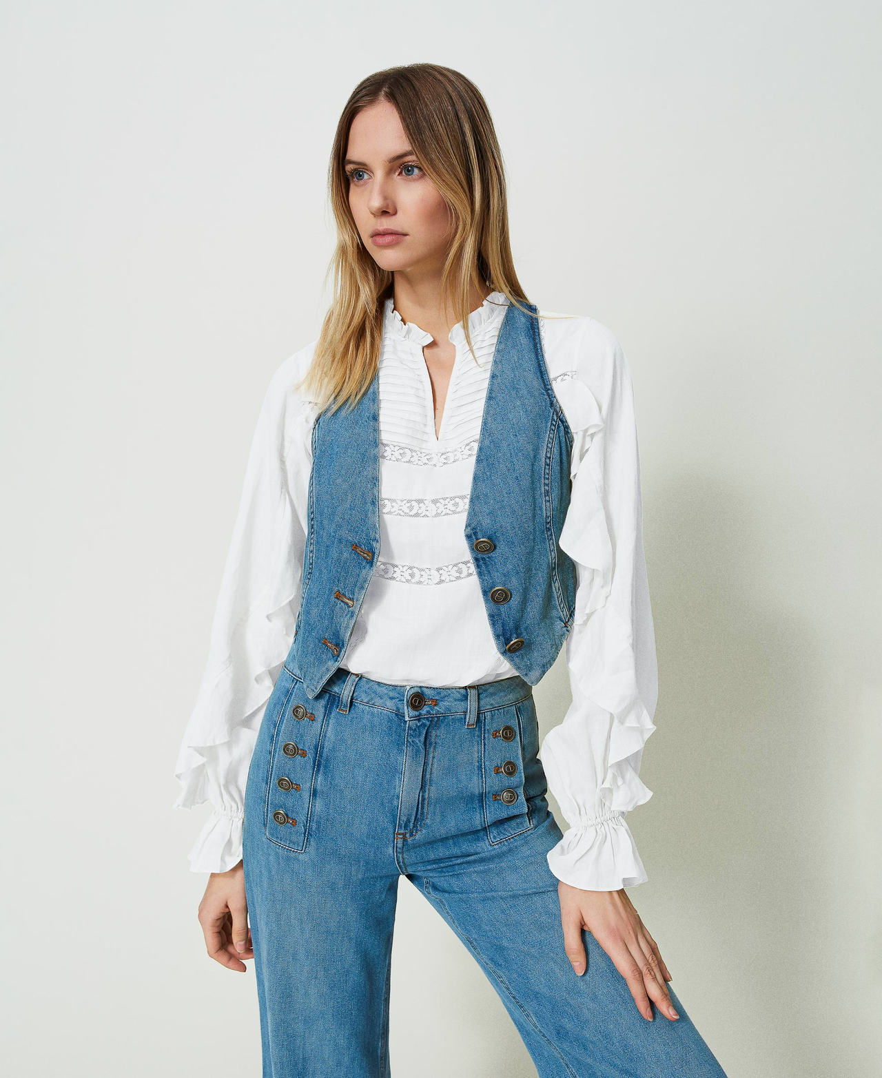 Jeans shirt waistcoat top