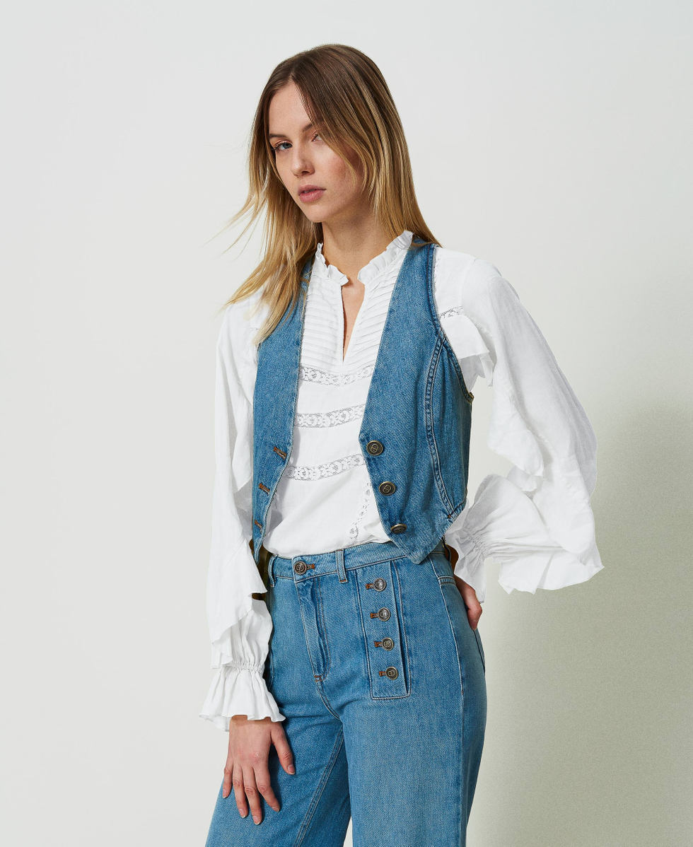 Fitted denim waistcoat
