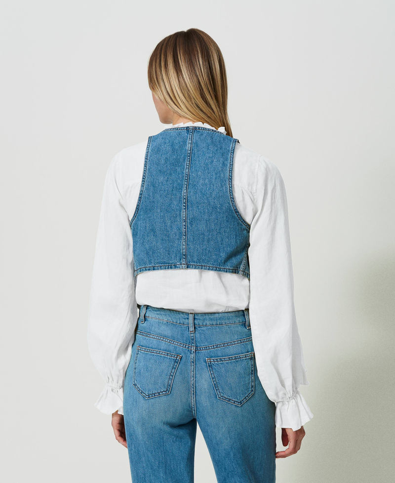 Fitted denim waistcoat "Mid Denim" Blue Woman 241TP2632_01611_03