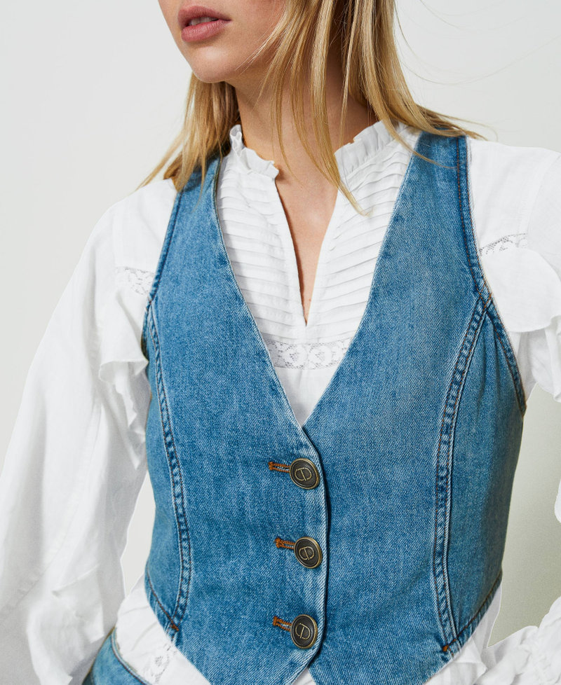 Fitted denim waistcoat "Mid Denim" Blue Woman 241TP2632_01611_04