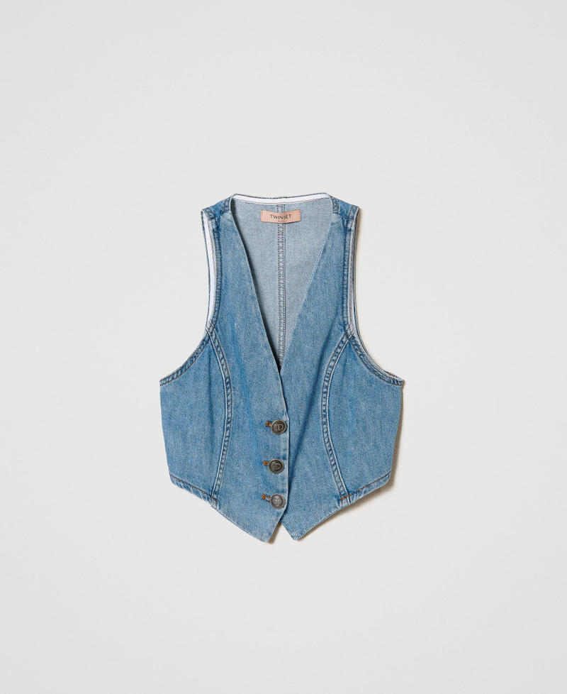 Fitted denim waistcoat
