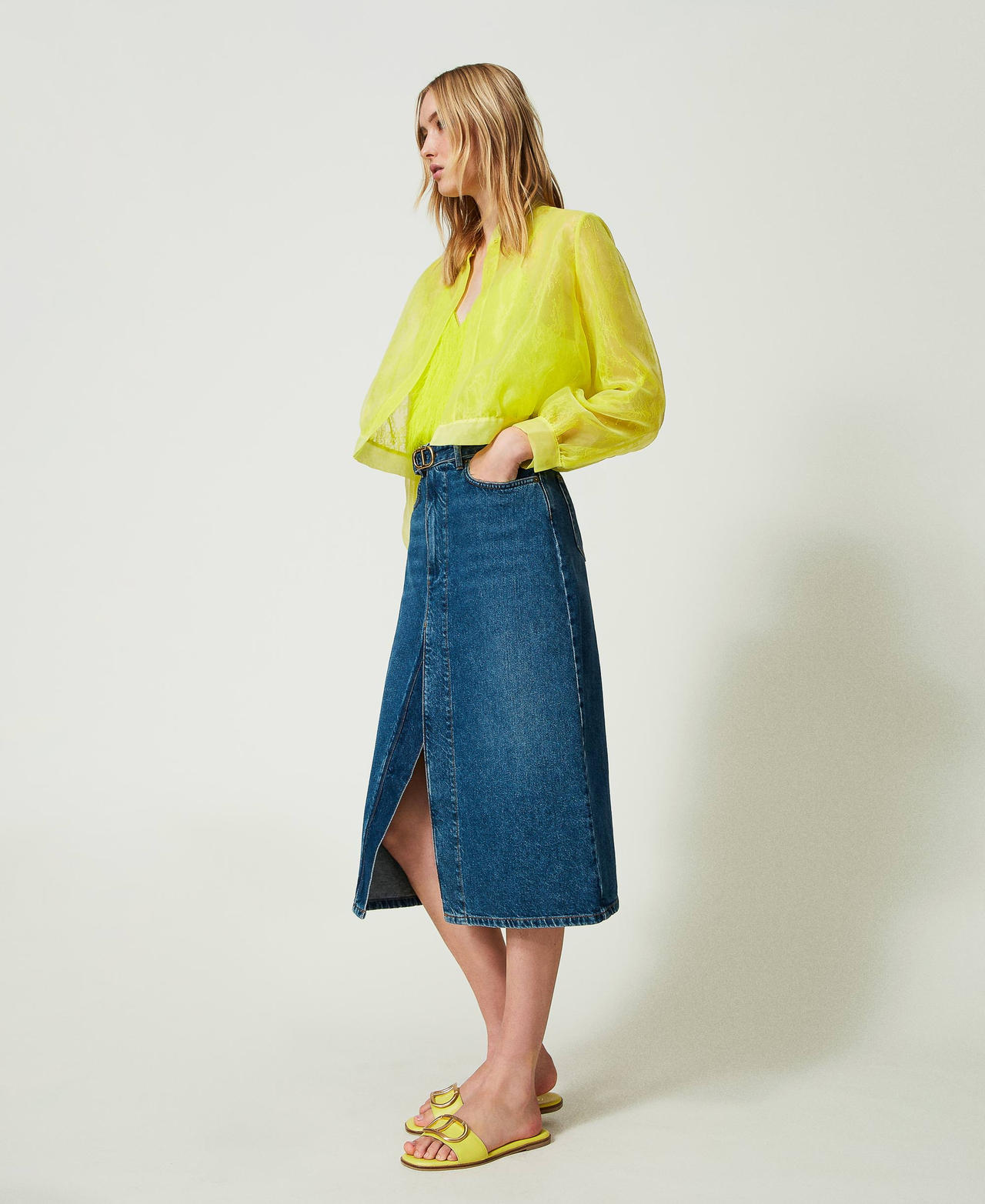 Midi denim skirt Denim Woman 241TP2661-02