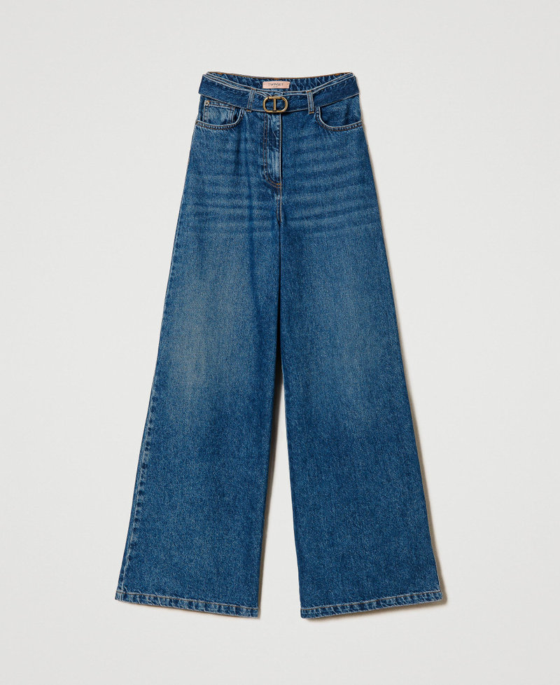 Blugirl jeans wide leg con pizzo lavaggio chiaro