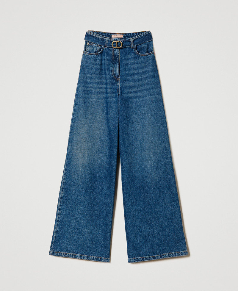 Wide leg jeans with belt Denim Woman 241TP2662-0S