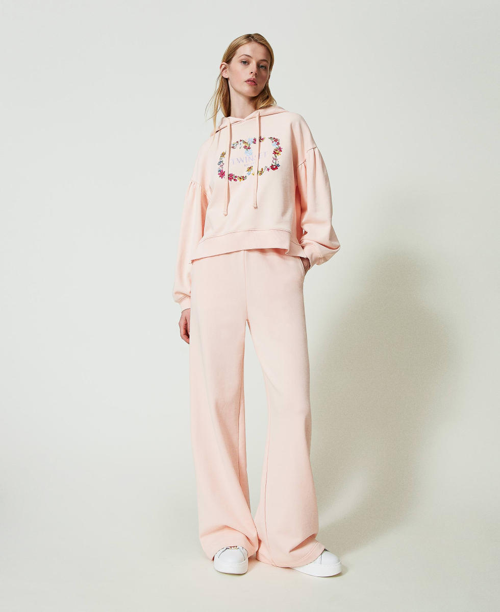 Sweat shirt avec logo et pantalon ample Femme Rose TWINSET Milano