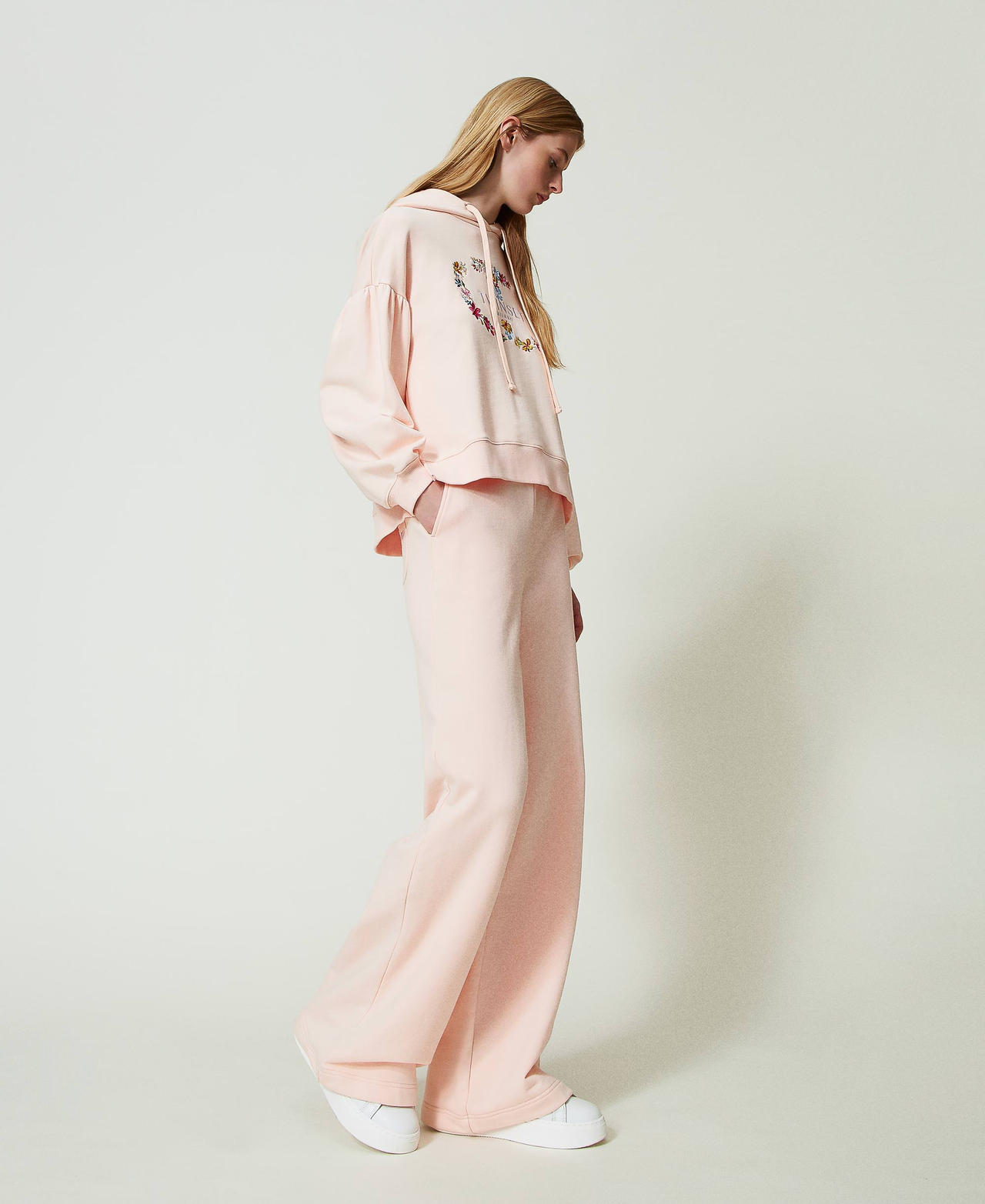 Logo hoodie and wide leg trouser set Cupcake Pink Woman 241TP2672_00178_02