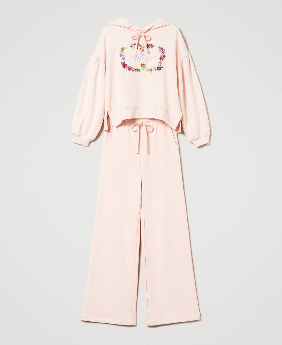 Logo hoodie and wide leg trouser set Cupcake Pink Woman 241TP2672_00178_S0