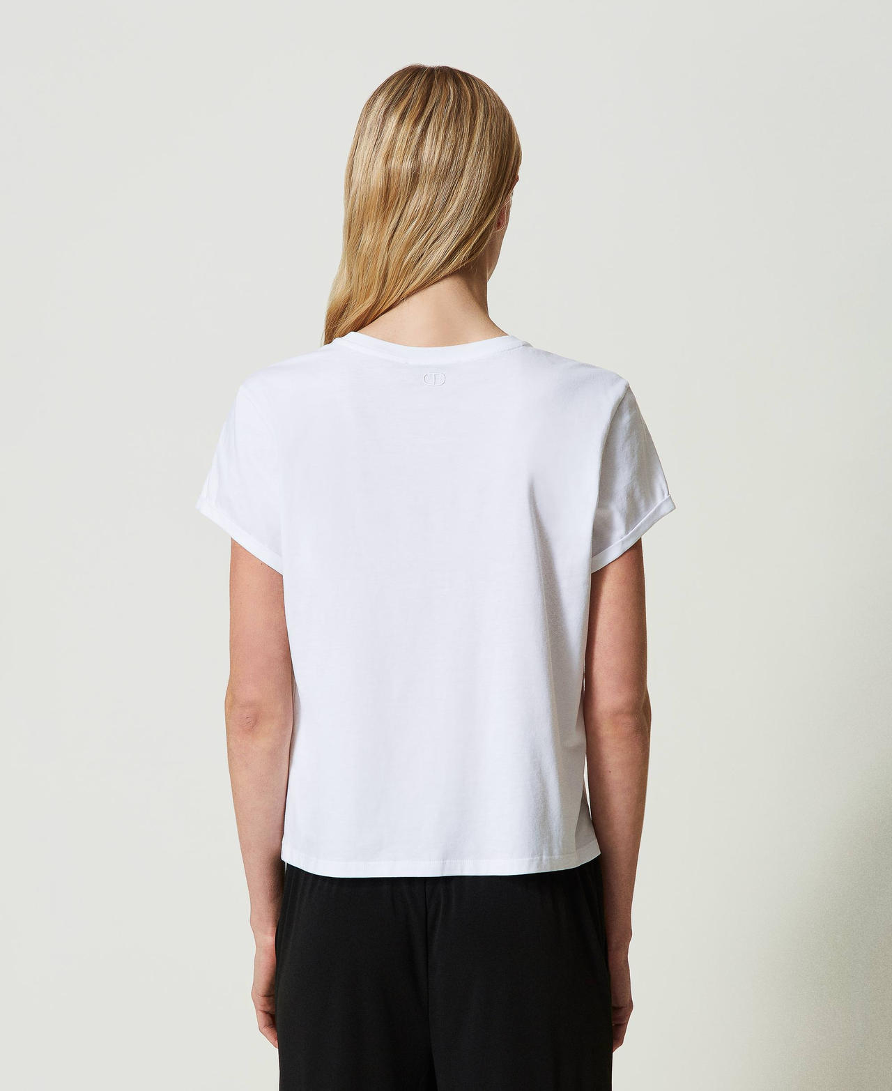 T-shirt con stampa e logo Bianco Donna 241TP2700-03