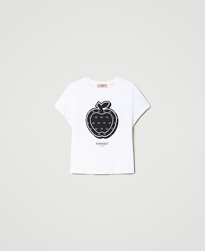 T-shirt con stampa e logo Bianco Donna 241TP2700-0S