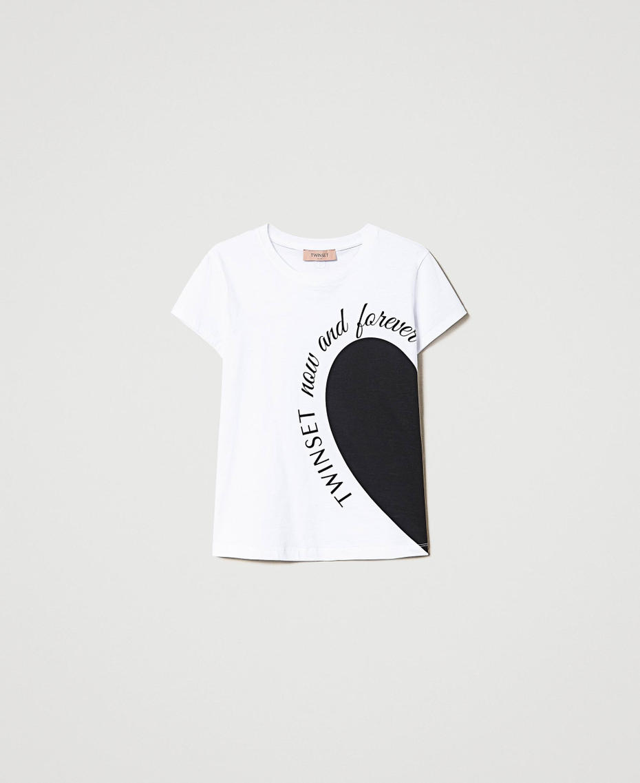 T-shirt avec imprimé cœur Blanc Femme 241TP2701-0S