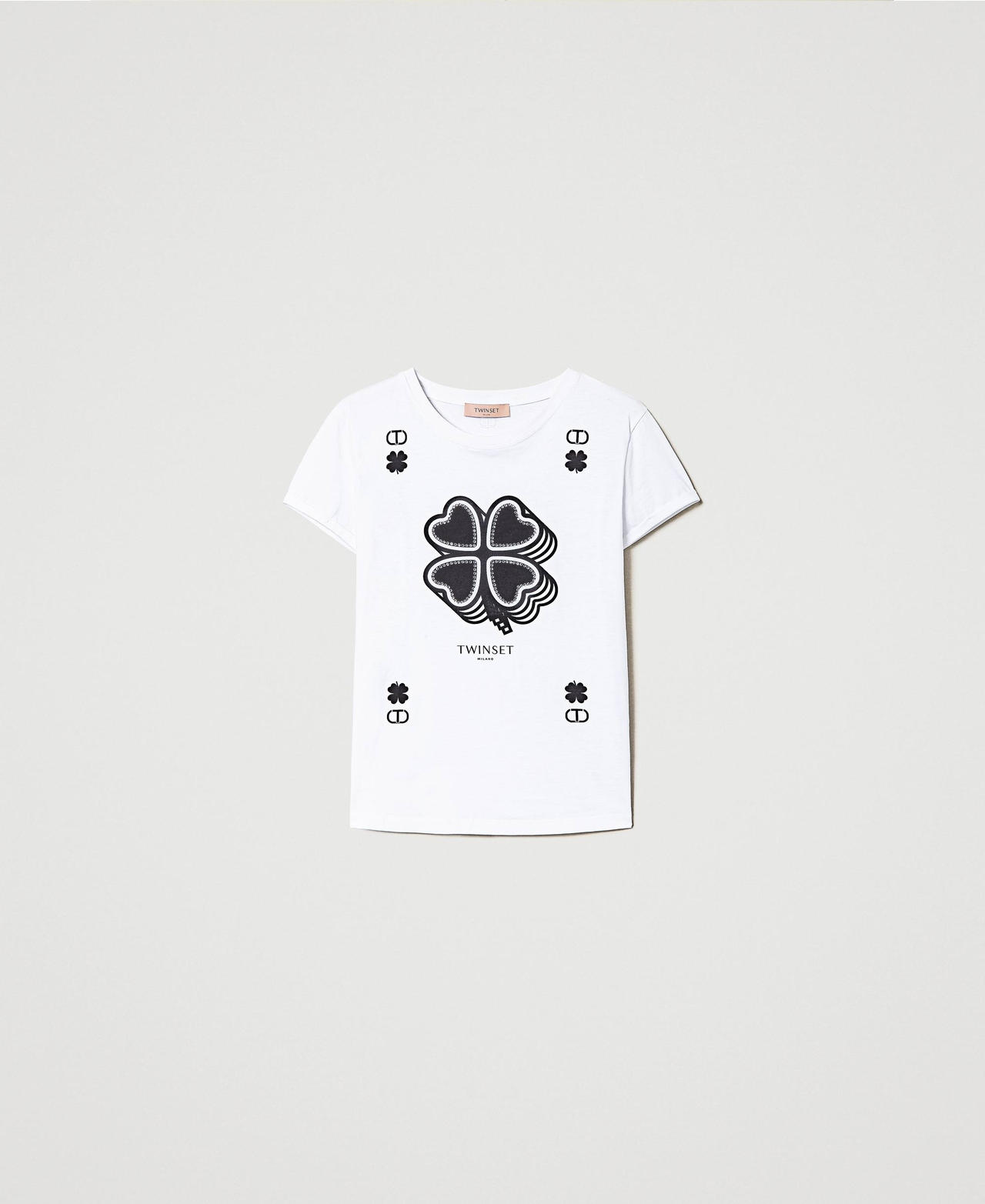 T-shirt with four-leaf clover print