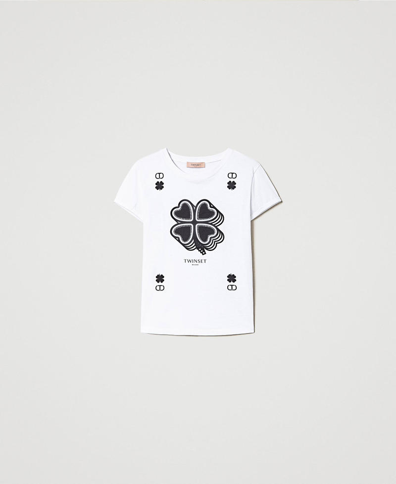 T-shirt with four-leaf clover print