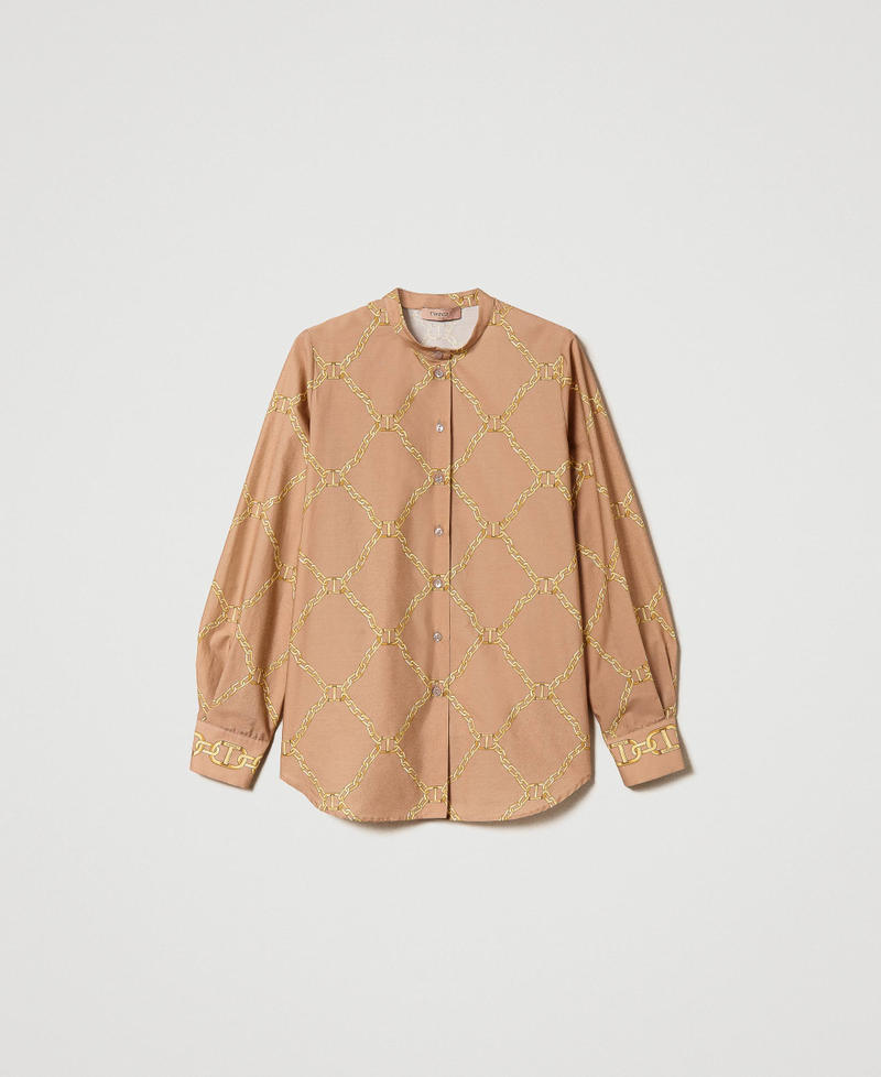 Poplin shirt with chain print