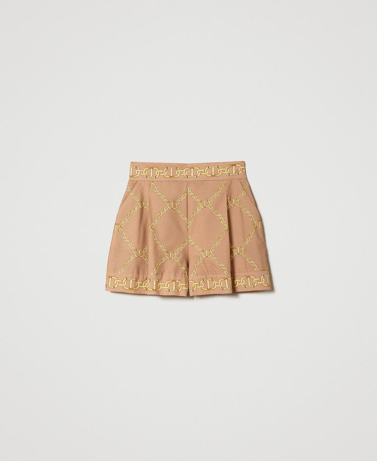 Poplin shorts with chain print